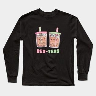 Cute Boba Tea Bes Teas Besties Pun Long Sleeve T-Shirt